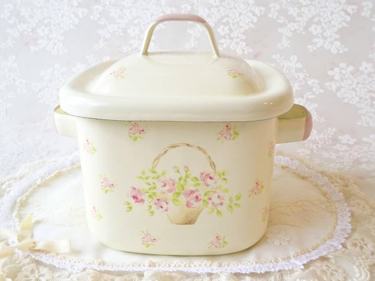 イマン オデット ホーロー 角ストッカー マニーローズシリーズホウロウ