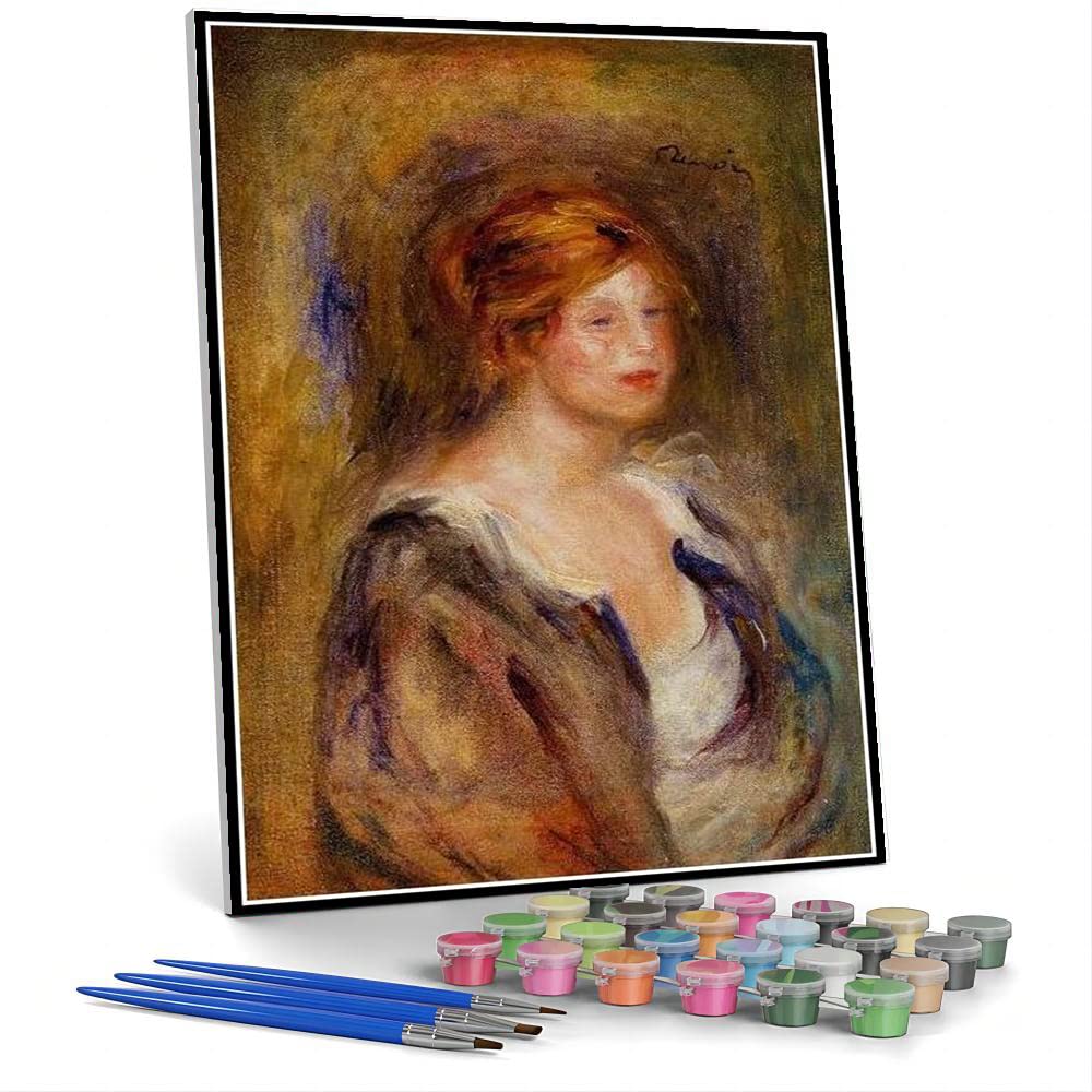 Amazon | DIY数字油絵金髪の女性の青い頭の少女、オーギュスト