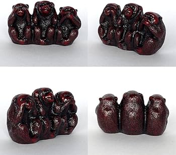 Amazon.co.jp: 三猿 猿 置物 3匹の猿 見ざる 聞かざる 言わざる 日光