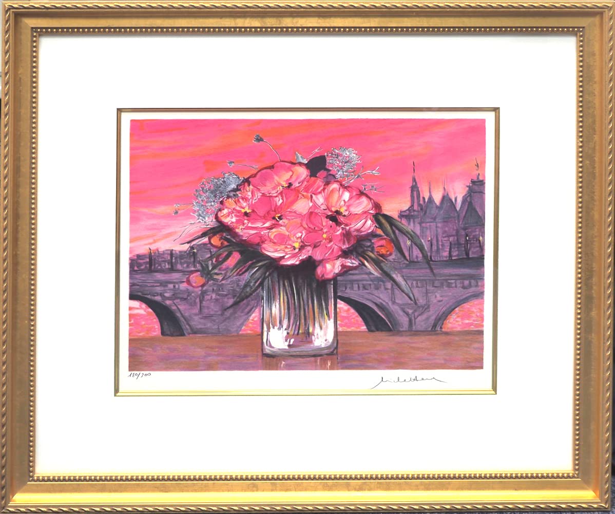 Amazon.co.jp: 絵画 版画 ミッシェル・アンリ 額付 『ピンクの花束