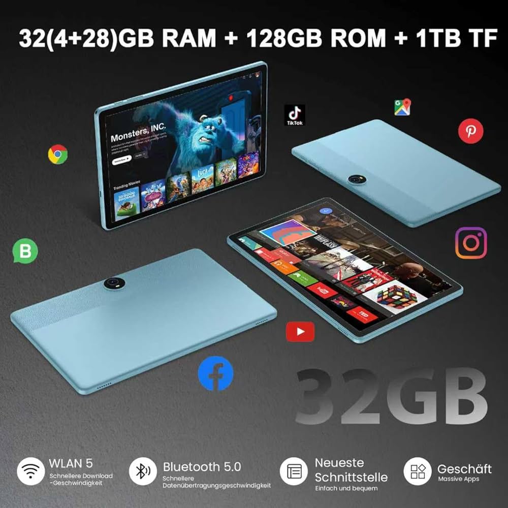 Android 16 Tablet, 11 Inch Tablet, 32GB + 128GB Expandable to 1TB