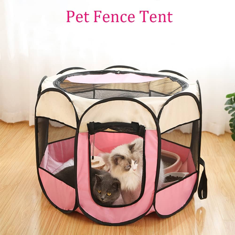 Pet Octagonal Cage, Outdoor Portable Foldable Puppy Kitten Playpen
