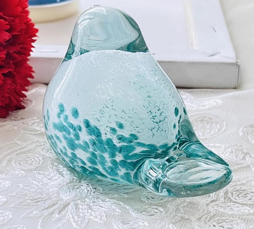 Amazon.co.jp: 着色された釉薬手作りガラス緑の鳥鳩飲み込む置物吹き