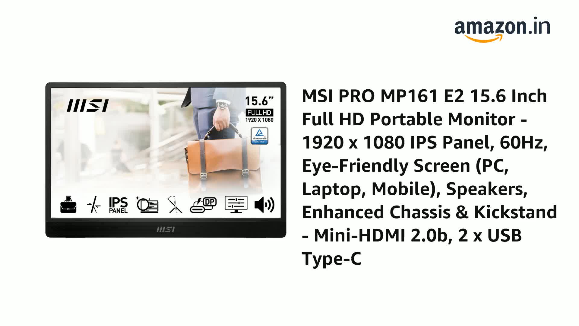 MSI PRO MP161 E2, 15.6 inch (39.62 cm), IPS Panel, Full HD 1920 x