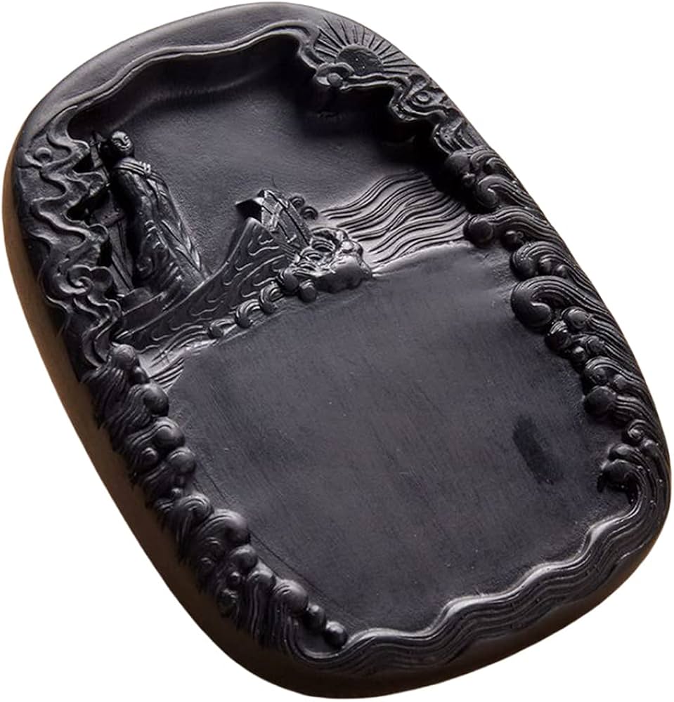 アヒル彫刻 緑硯 中国硯 中国石製 大型硯 書道具 文房四宝 1537g アヒル