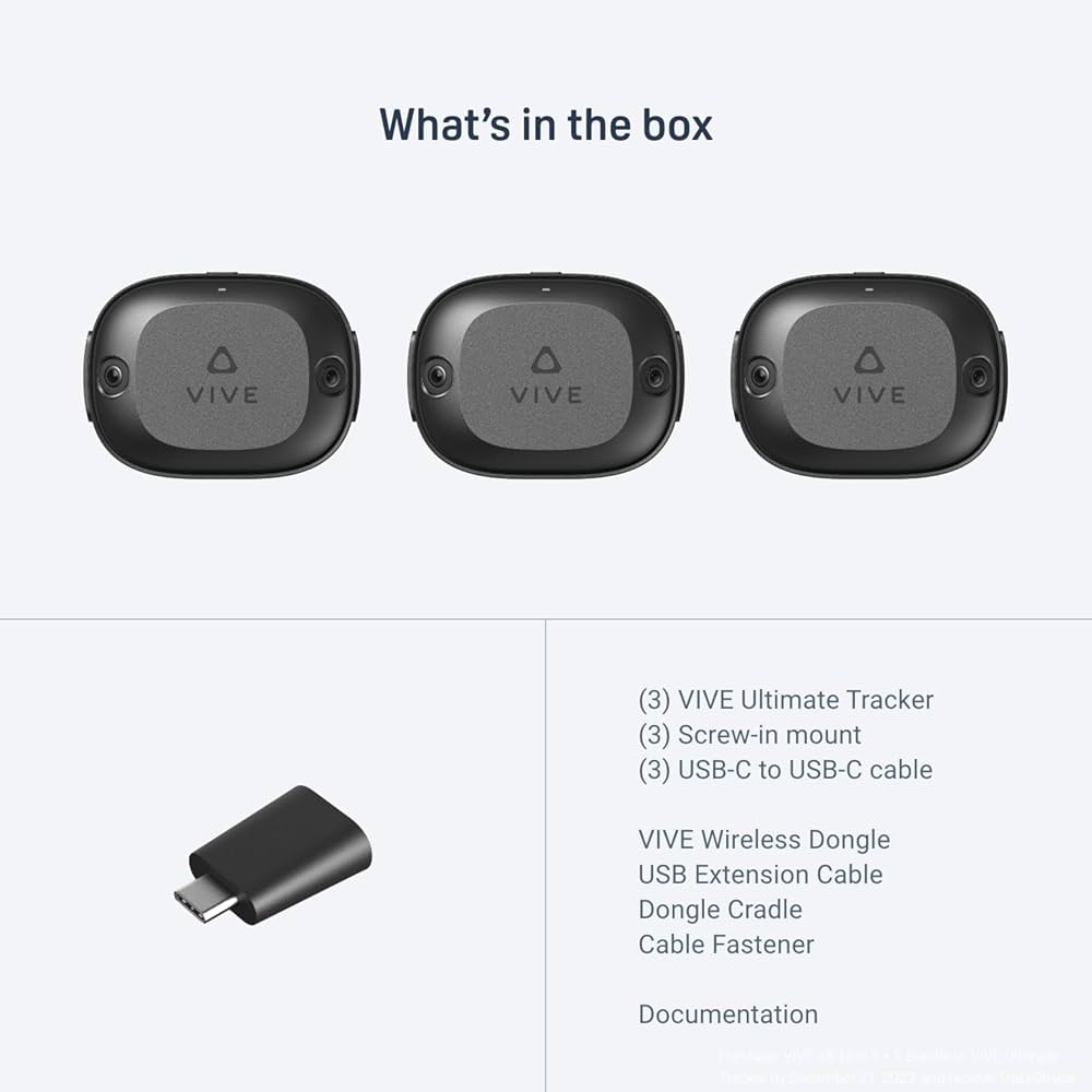 HTC Vive Ultimate Tracker 3 Pack + Dongle  Full-Body Tracking for