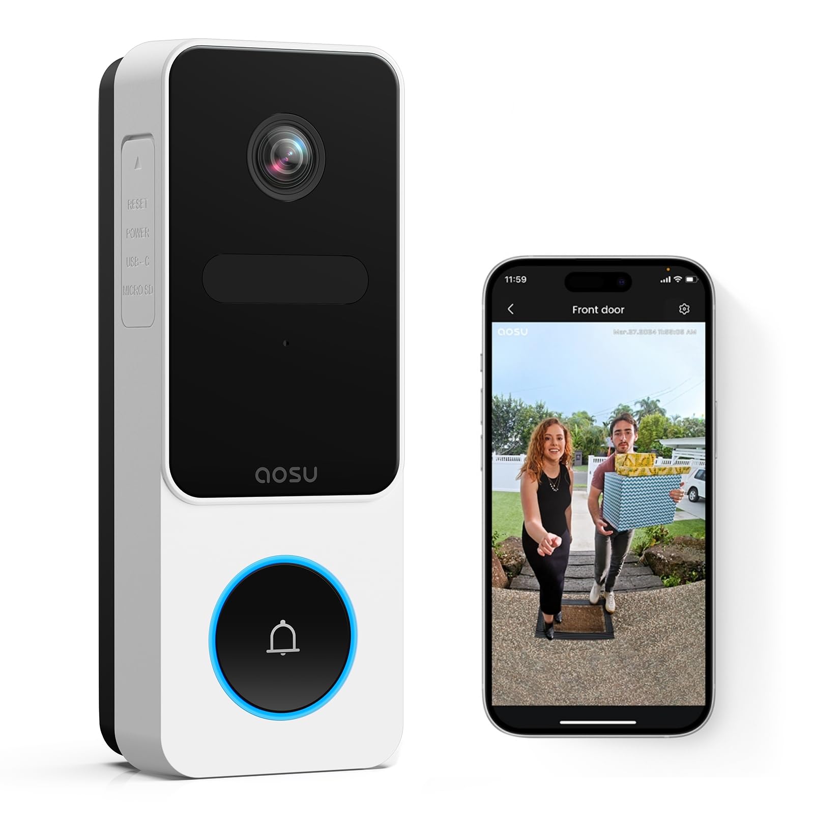 Amazon.co.jp: aosu ドアホン インターホン ワイヤレス 【電池式・配線