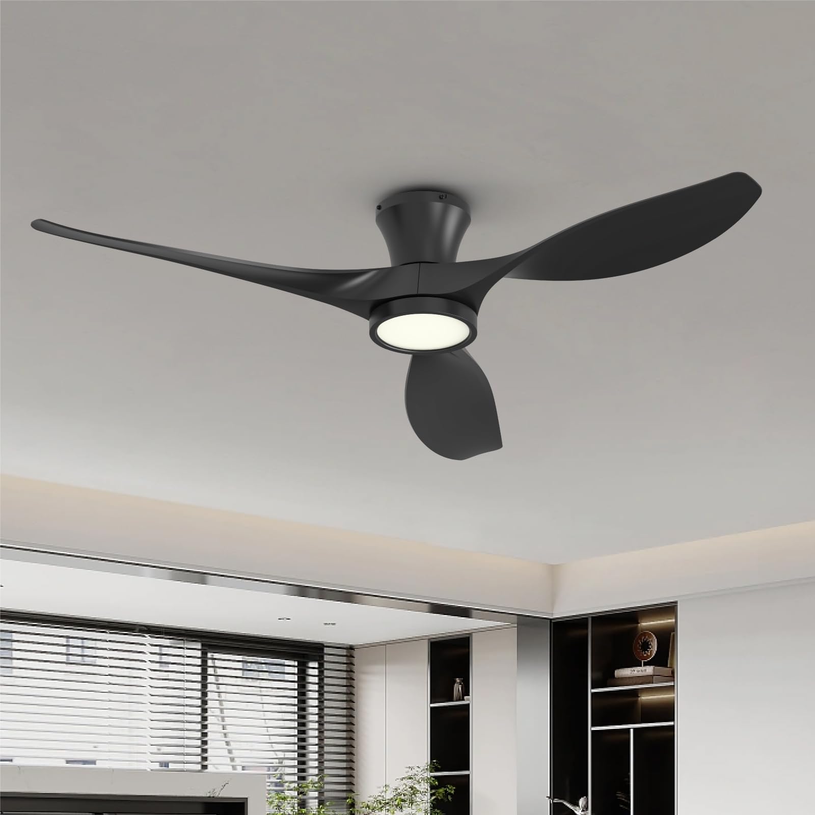 TALOYA 52 Inch Ceiling Fan with Led Light Remote Control Flush