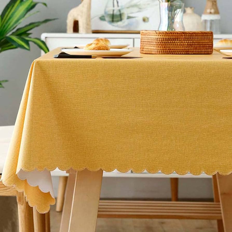 Amazon｜テーブルクロス ビニール 長方形 140x200㎝ イエロー テーブル