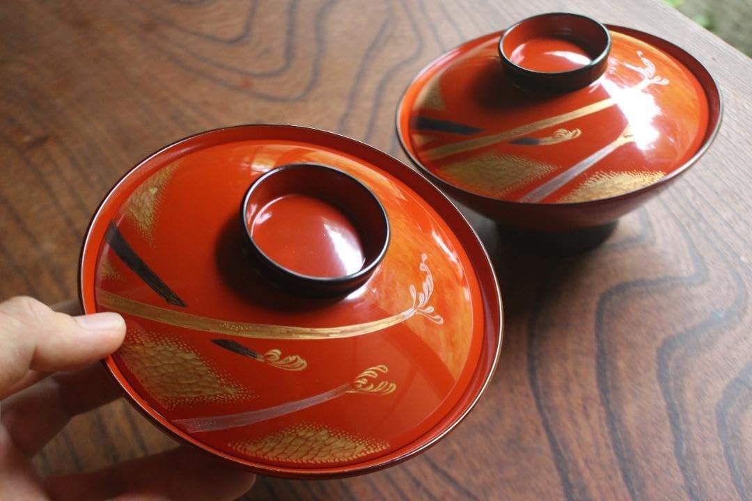 時代 極上 輪島塗 沈金蒔絵 煮椀 吸物椀 五客 木製 おすすめ品 漆器