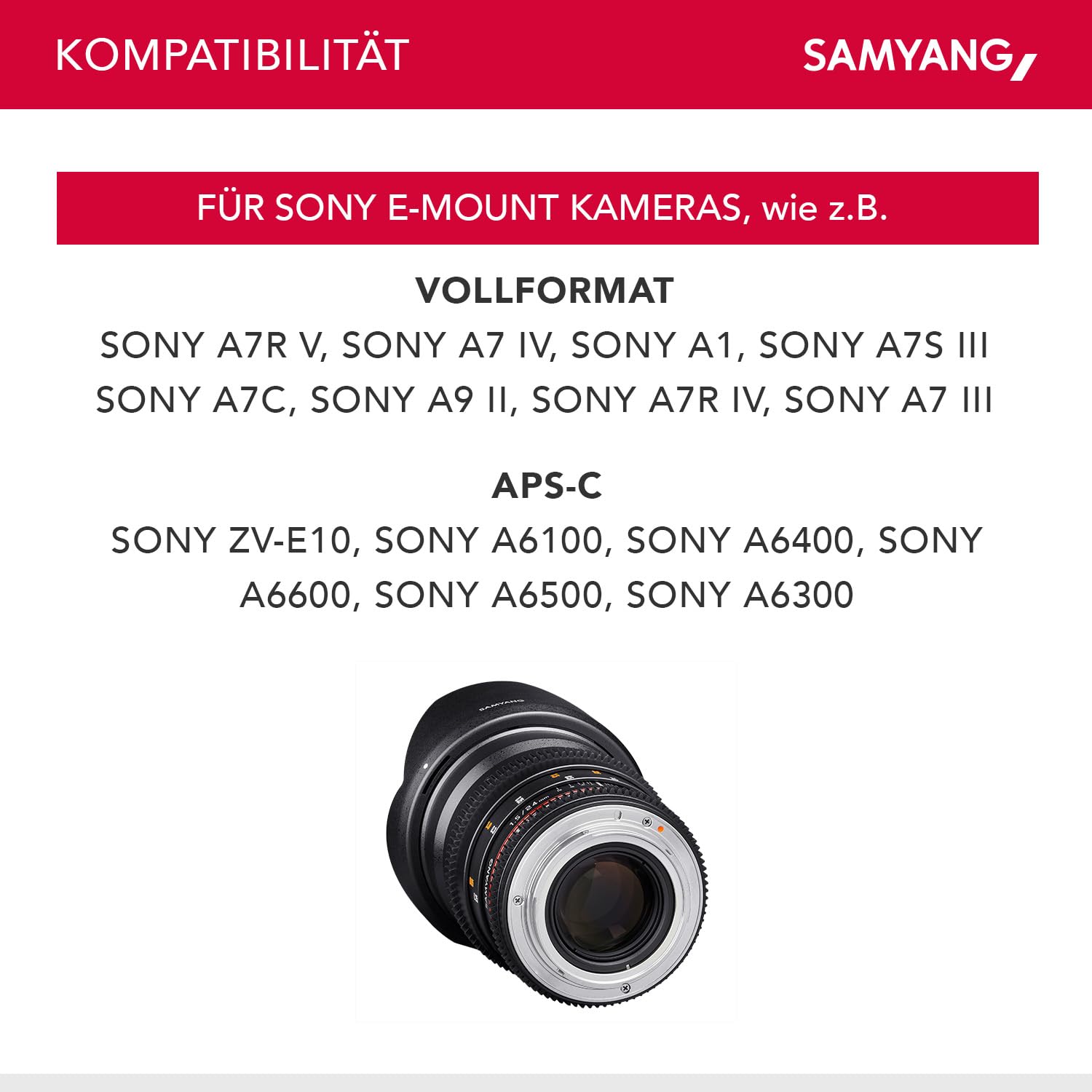 Amazon | SAMYANG 24mm T1.5 VDSLR ED AS IF UMC II ソニーαE用 フル