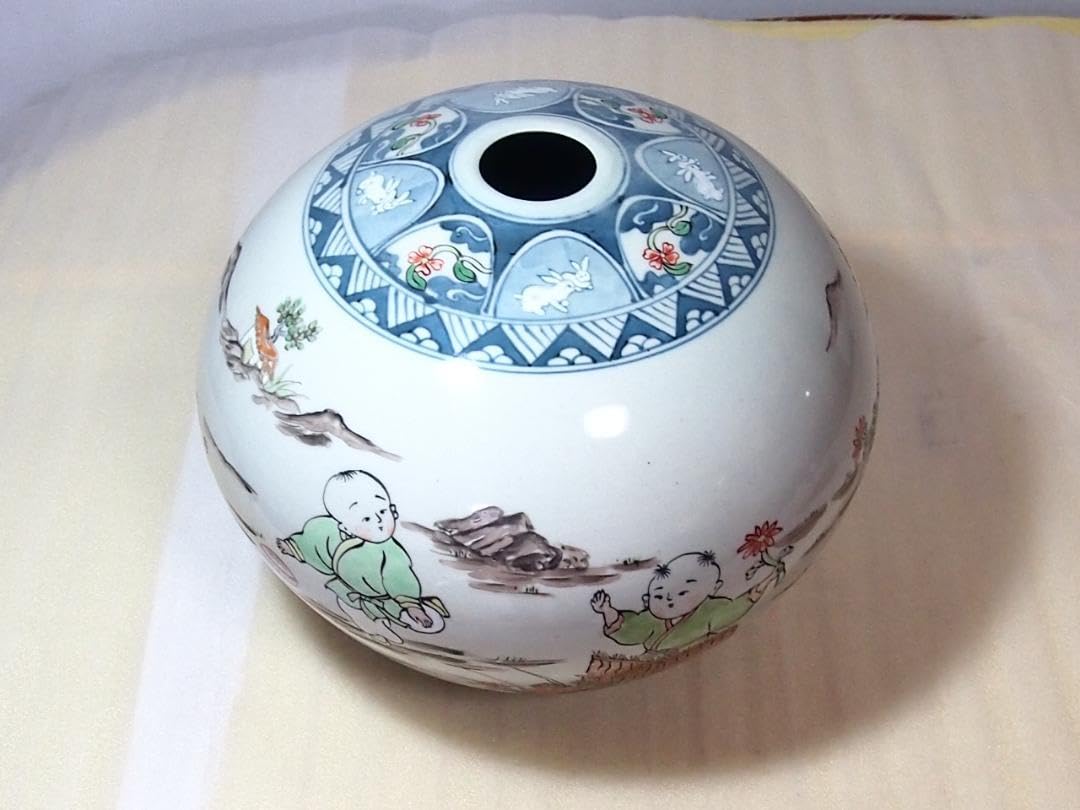 有田焼 五代走波 染錦 桃絵小花蝶文 鉢 有田焼 五代走波 染錦 桃絵小花