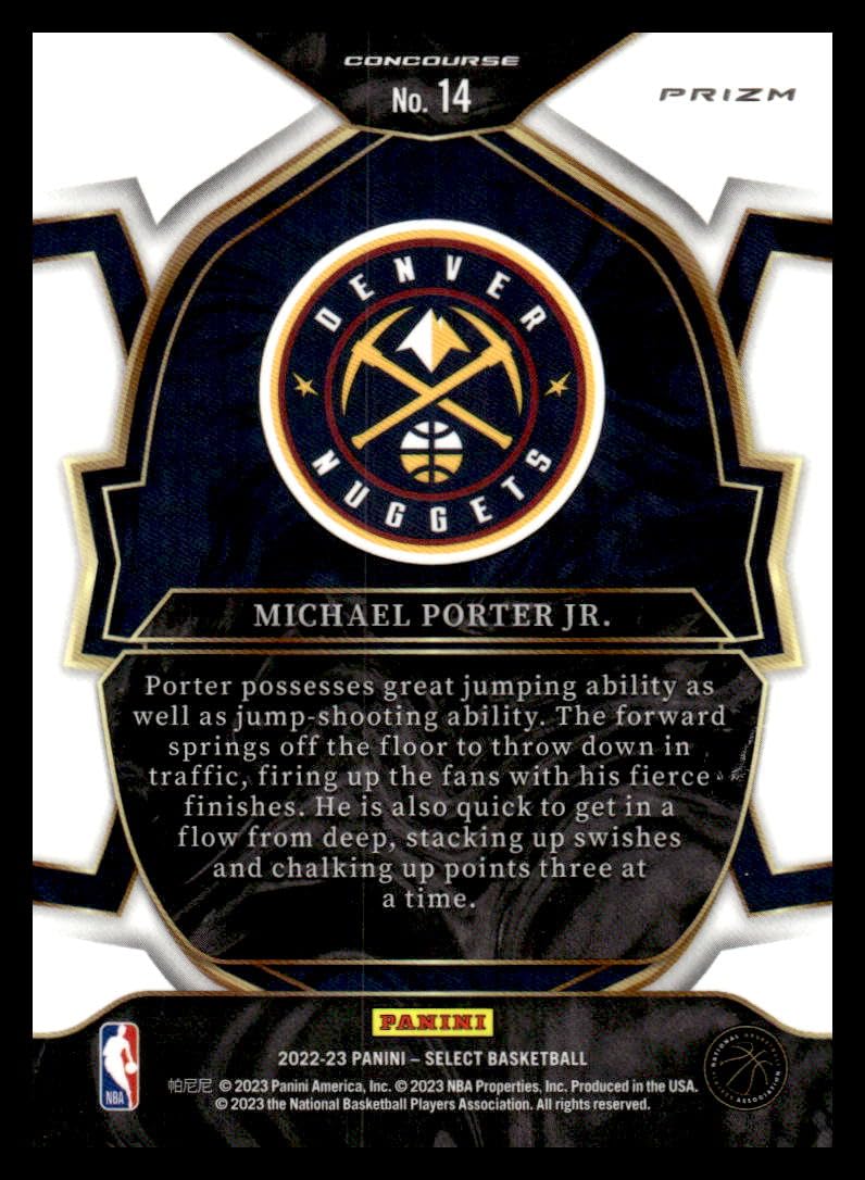 Amazon.com: 2022-23 Panini Select Blue Prizms #14 Michael Porter