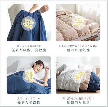 Amazon｜ダウンケット 羽毛肌掛け布団 ダウン90％ 洗えるダウンケット
