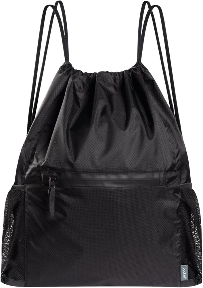 pack all Drawstring Bag Backpack, Water-Resistant Sports Gym Sack
