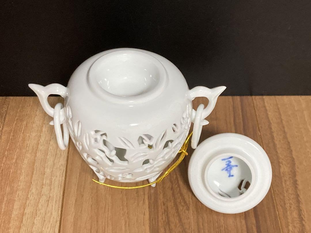 1973 杉原一壷 白磁 透かし 三足 香炉 【公式通販】