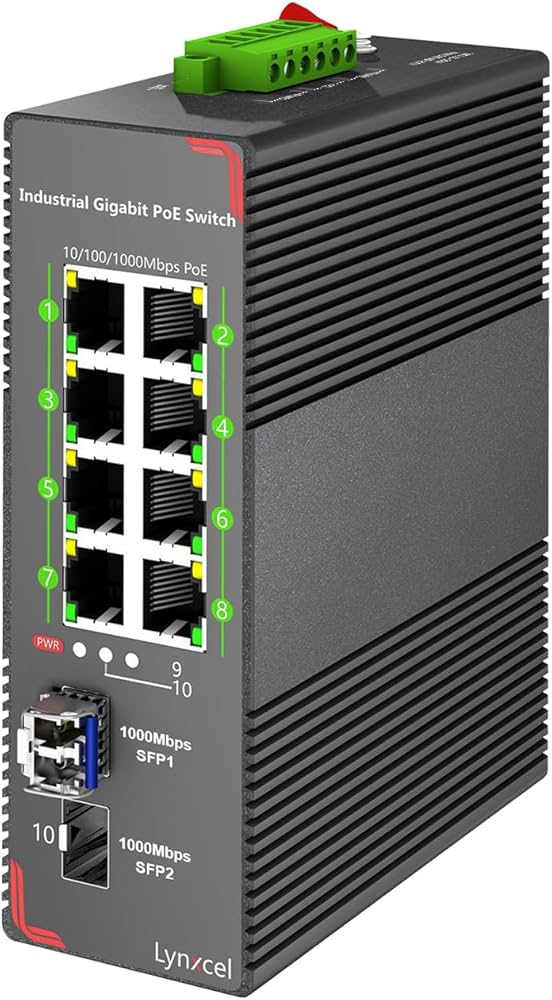 Amazon.com: Lynxcel 8-Port Industrial Gigabit PoE Switch, 96W PoE