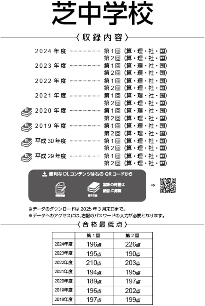 芝中学校 2025年度版 【過去問4+4年分】(中学別入試過去問題シリーズ