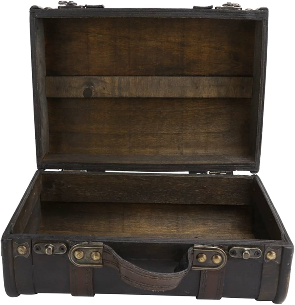 Amazon.co.jp: 木製収納箱 2層設計 木製スーツケース 持ち運び便利