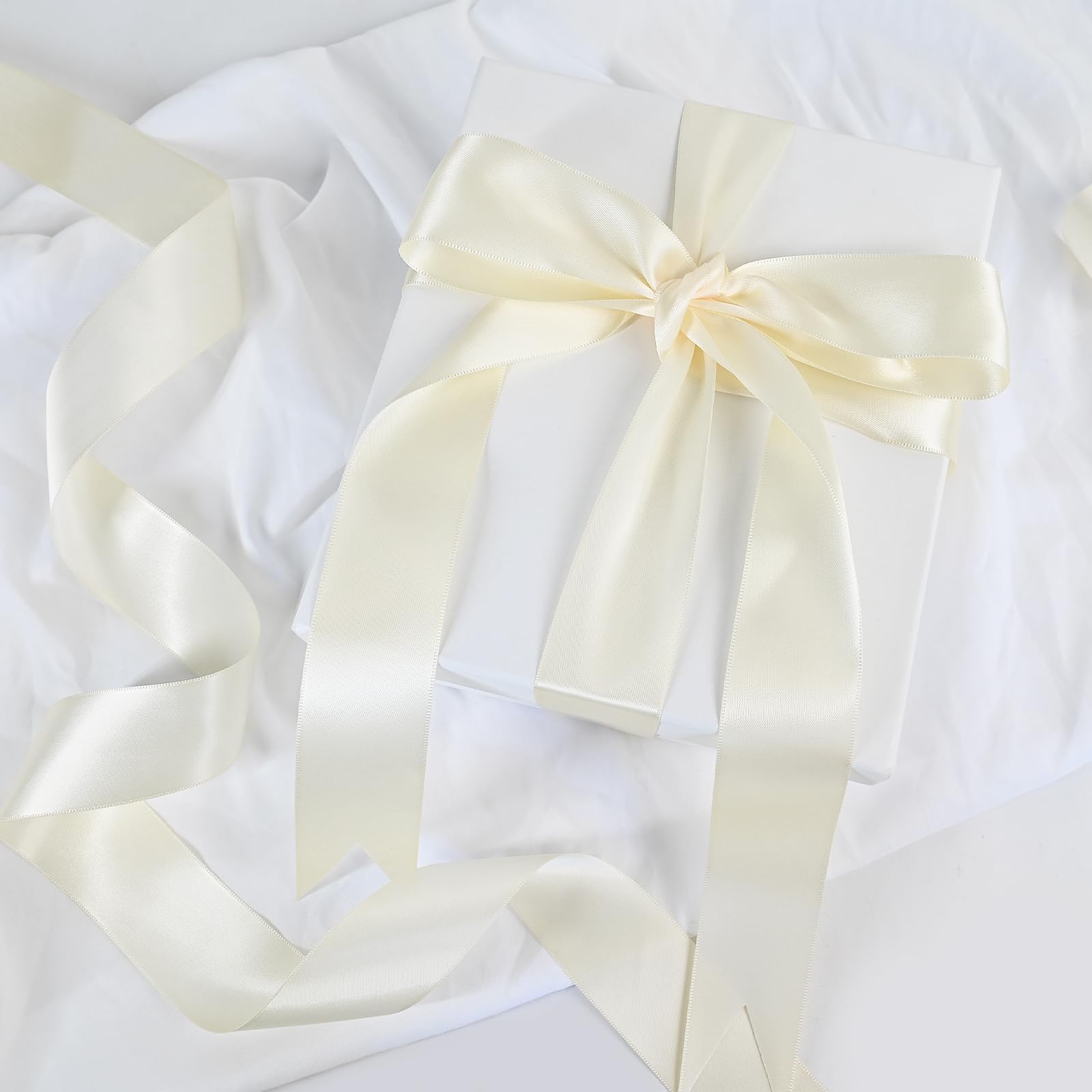 Amazon.com: LEEQE Double Face Ivory Satin Ribbon 1-1/2 inch X 50