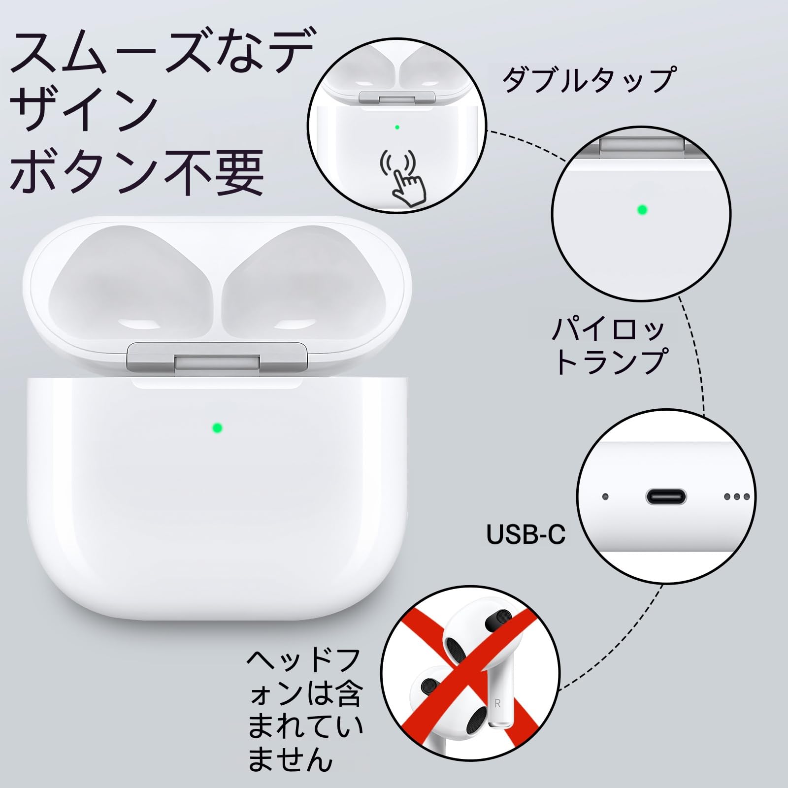 Amazon | AirPods第4世代と互換性のあるワイヤレス充電ケース、USB-C