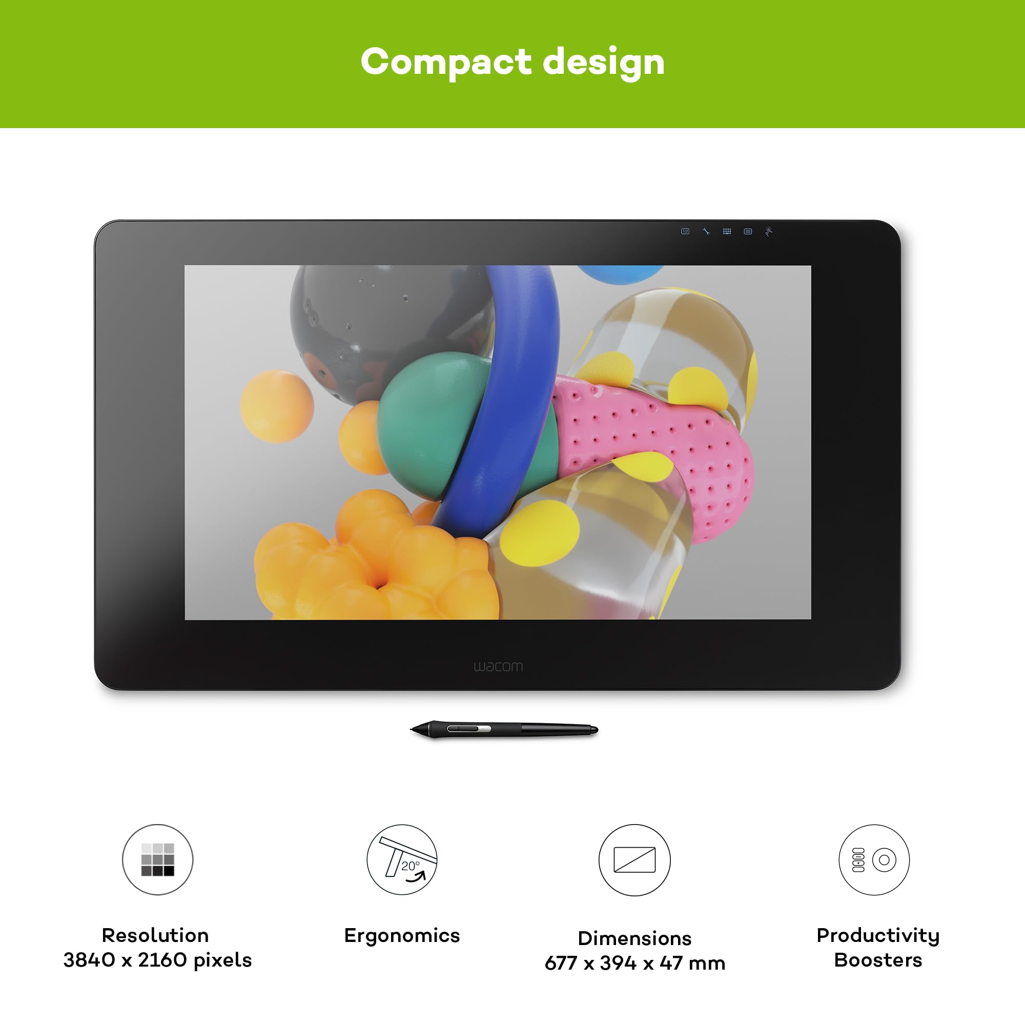 Amazon | Wacom Cintiq Pro 24 graphic tablet 5080 lpi 522 x 294 mm