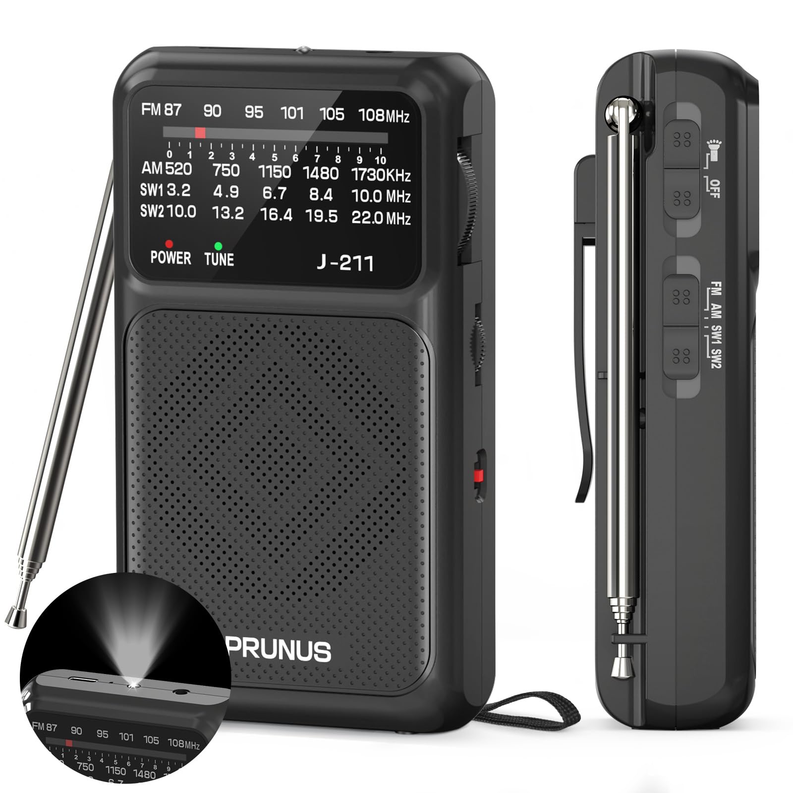 Amazon.com: PRUNUS J-211 Portable Radio AM FM with USB C Charging
