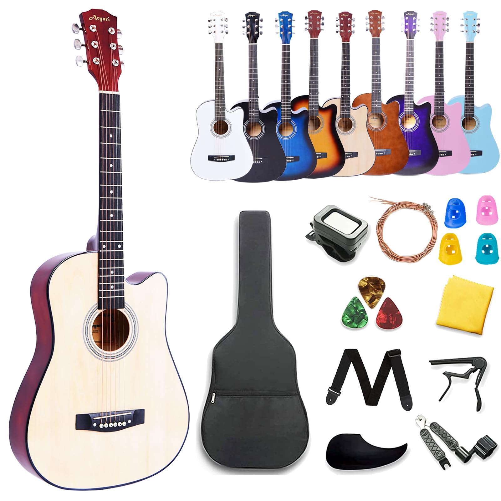 Amazon | Aryari アコースティックギター 初心者セット アコギ38インチ