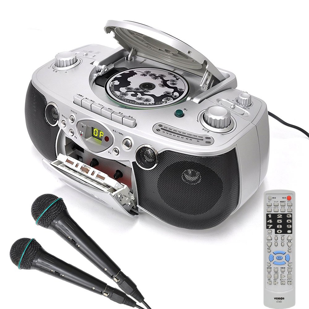 Amazon.co.jp: DVDラジカセ VS-M004 カラオケ/専用マイク2本付属 歌も