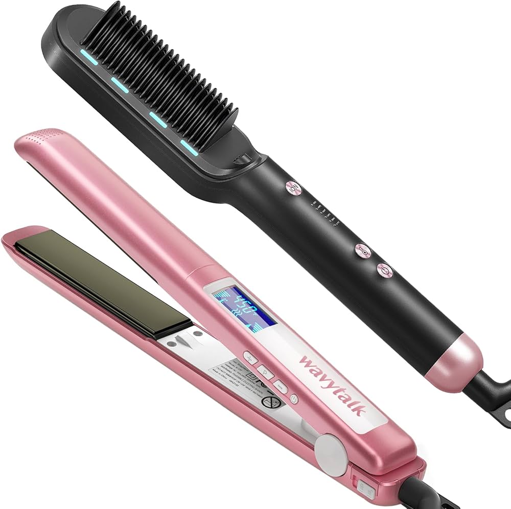Amazon.com : Wavytalk Ionic Hair Straightener Brush and Salon Flat