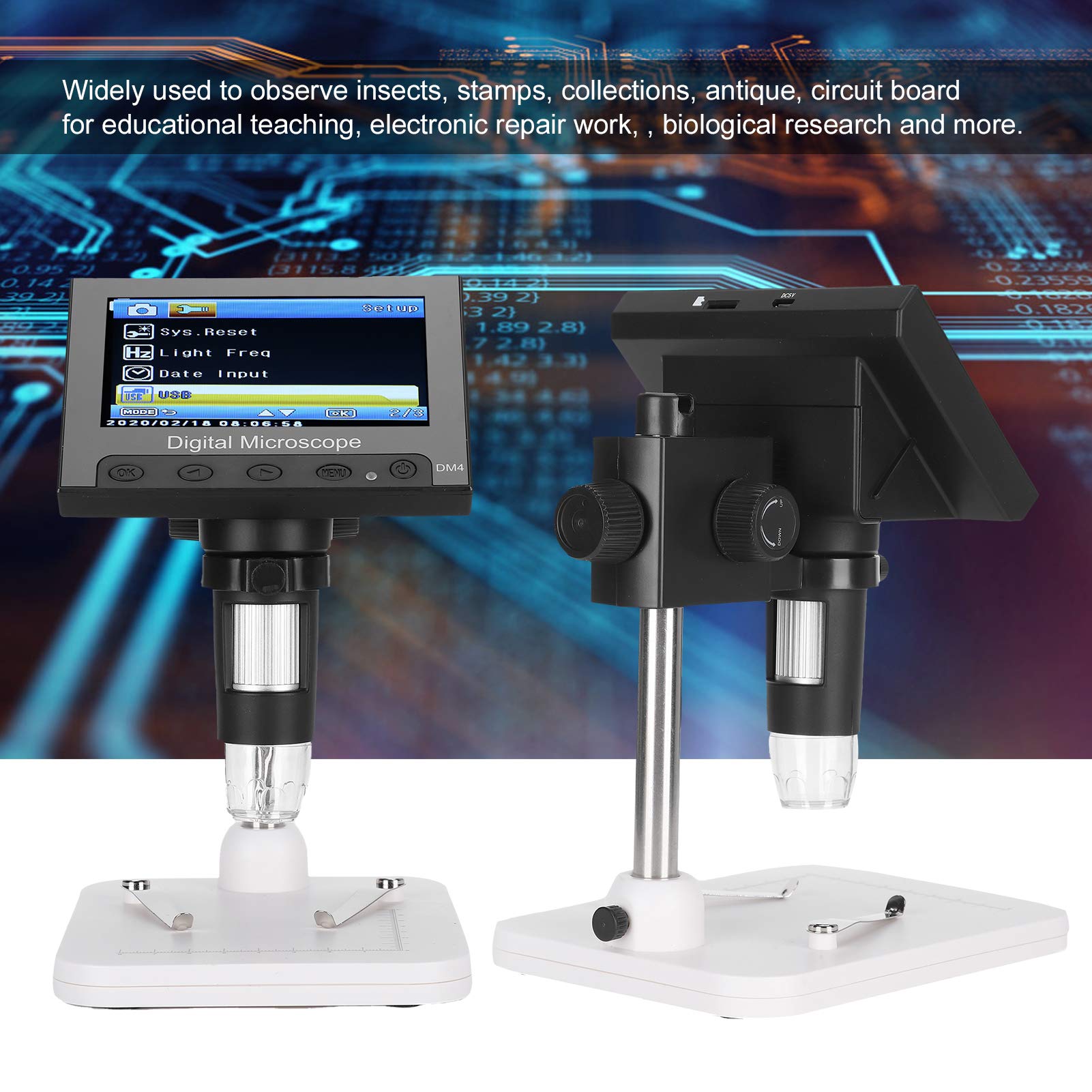 Amazon | デジタルマイクロスコープ、4.3インチDM4 1000X 2.0MPUSB