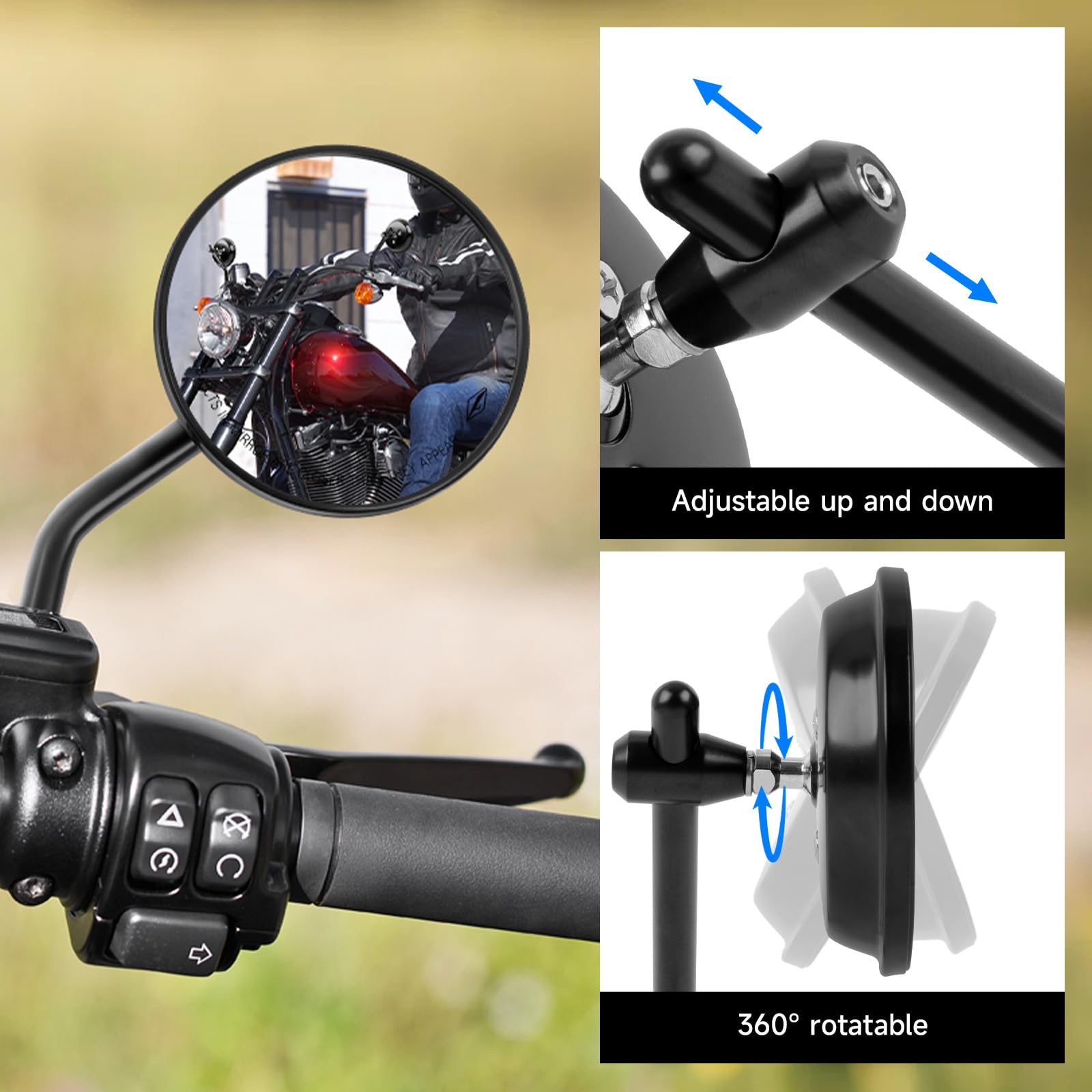 Amazon | DREAMIZER 3インチ オートバイ ヴィンテージ ミラー ラウンド