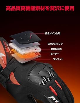 Amazon.co.jp: 【手の甲と掌独立発熱】KEMIMOTO 電熱グローブ バイク