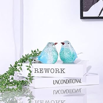 Amazon.co.jp: ガラス鳥の置物 青い鳥の置物 ムラノガラスの鳥 鳥の