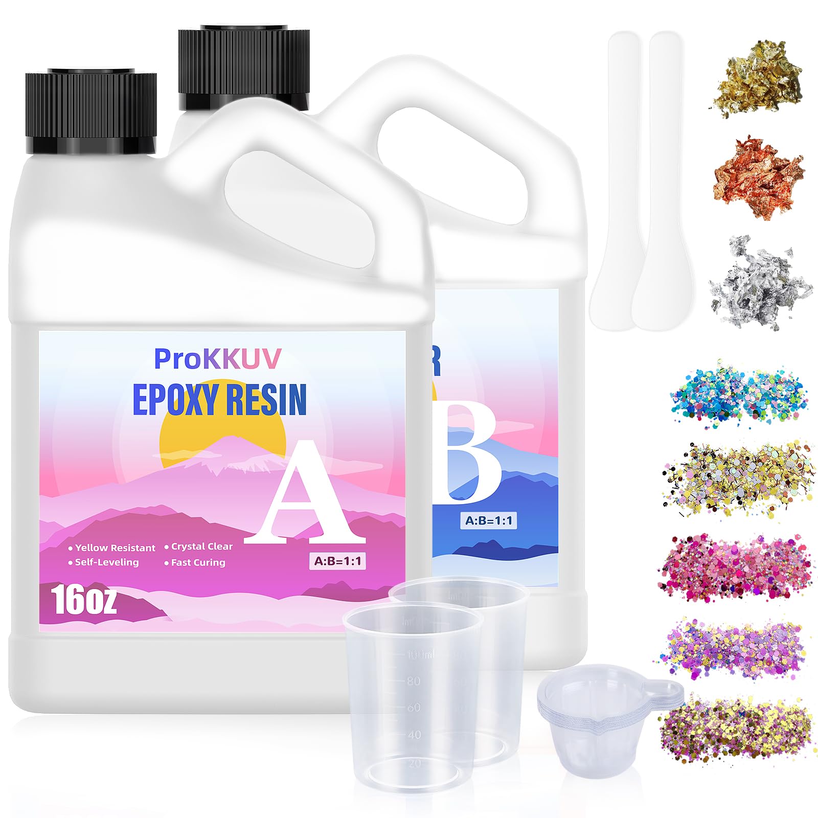 Amazon.co.jp: ProKKUV レジン液 大容量 エポキシ樹脂 2液性 473ml×2