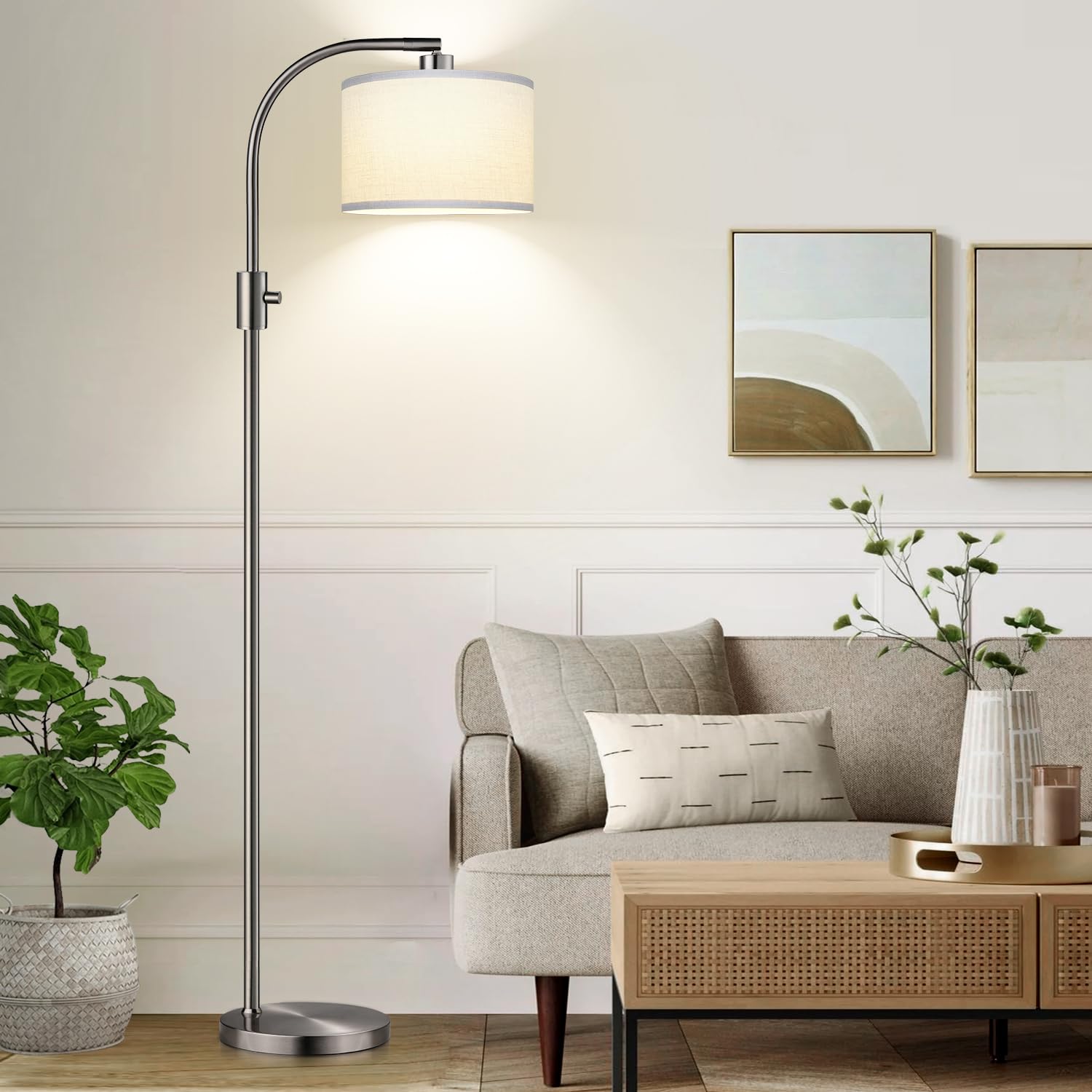 Nintiue Upgraded Modern Arc Dimmable Tall Standing Floor Lamp with