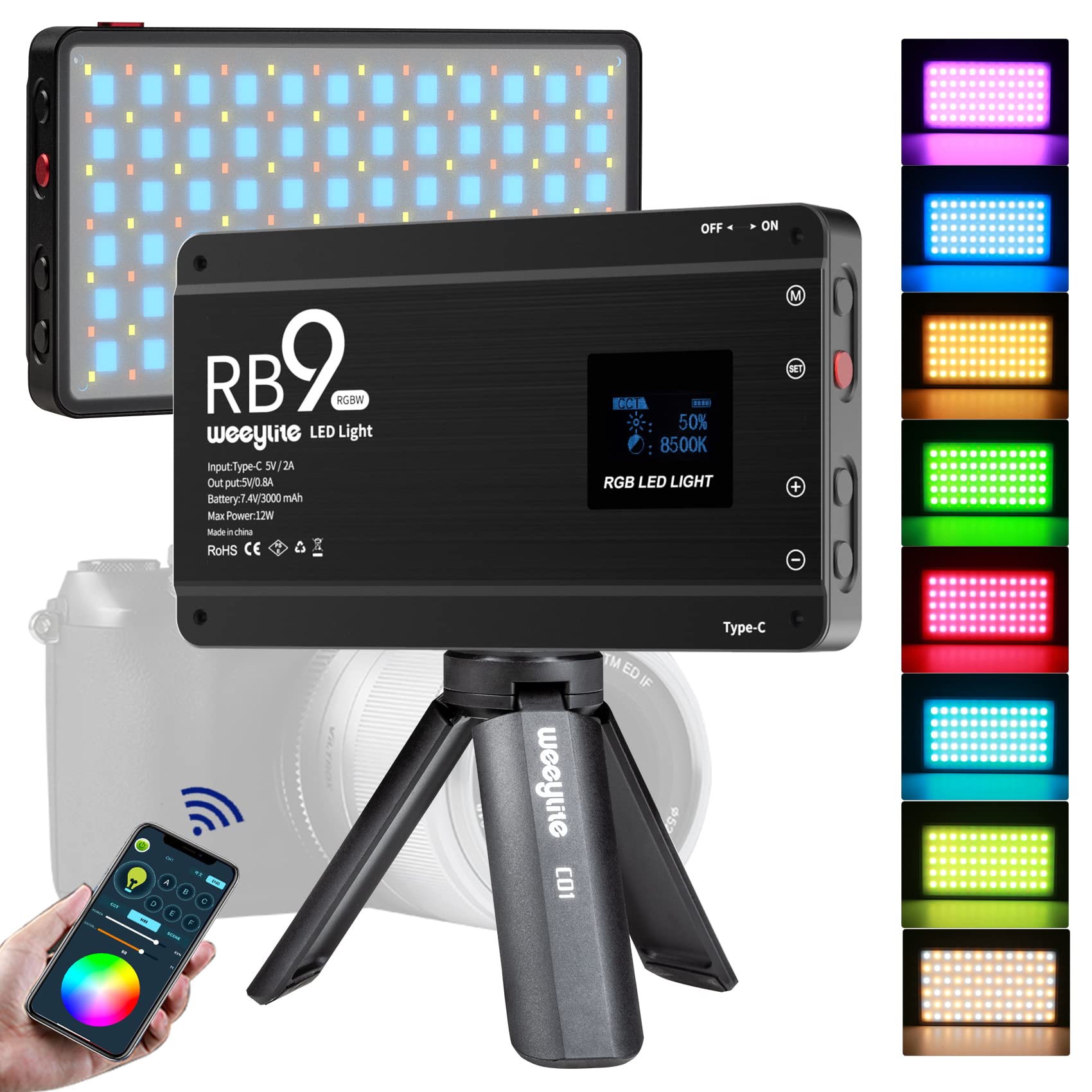 Amazon.com: Weeylite RB9 RGB Camera Video Light, App Control 12W