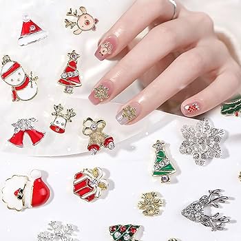 Amazon | クリスマス ネイルパーツ 28個入り 3D 立体 合金 クリスマス