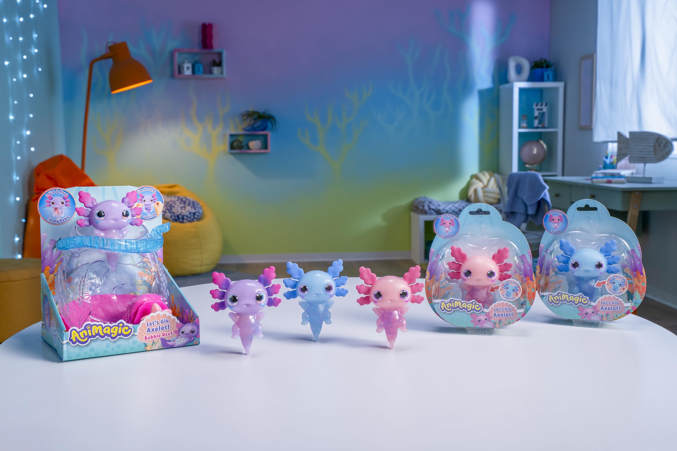 Animagic: Let's Glo Axolotl Bubble Reef | Portable Magic Bubble