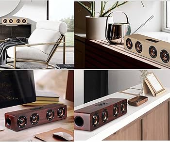 Amazon.co.jp: Bluetoothスピーカー PC サウンドバー 木製 マイク内蔵