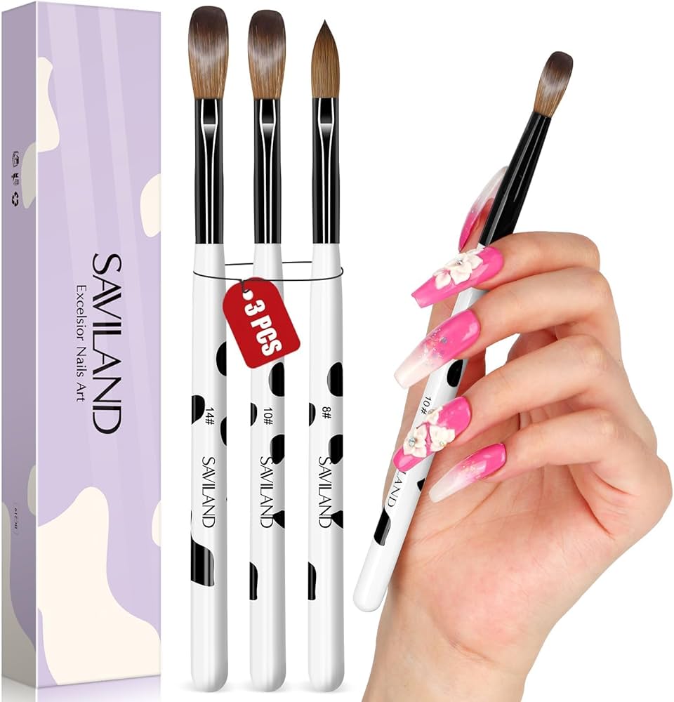 Amazon.com: SAVILAND 3pcs Acrylic Nail Brush Set, Size 8/10/14