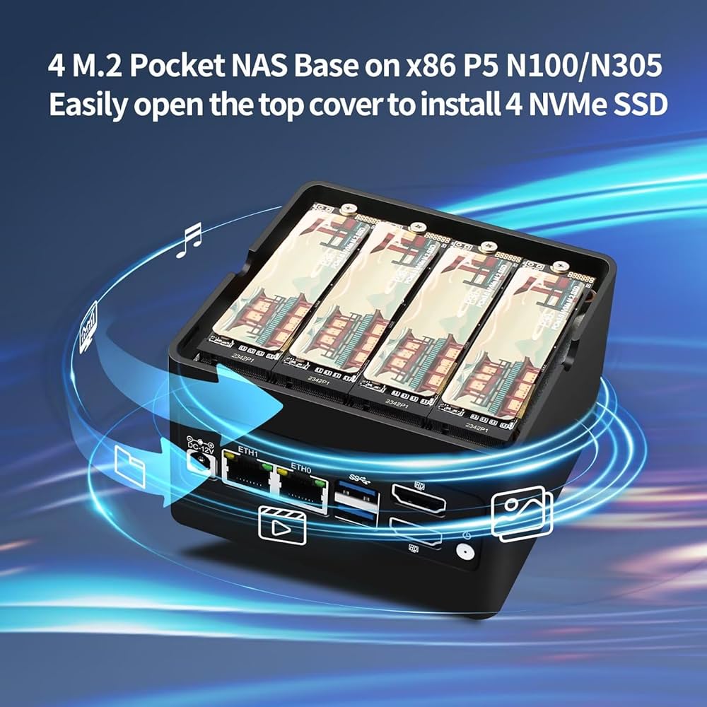 Amazon.co.jp: AIOPCWA 第12世代インテル Core i3 N305 ミニPC NAS、4