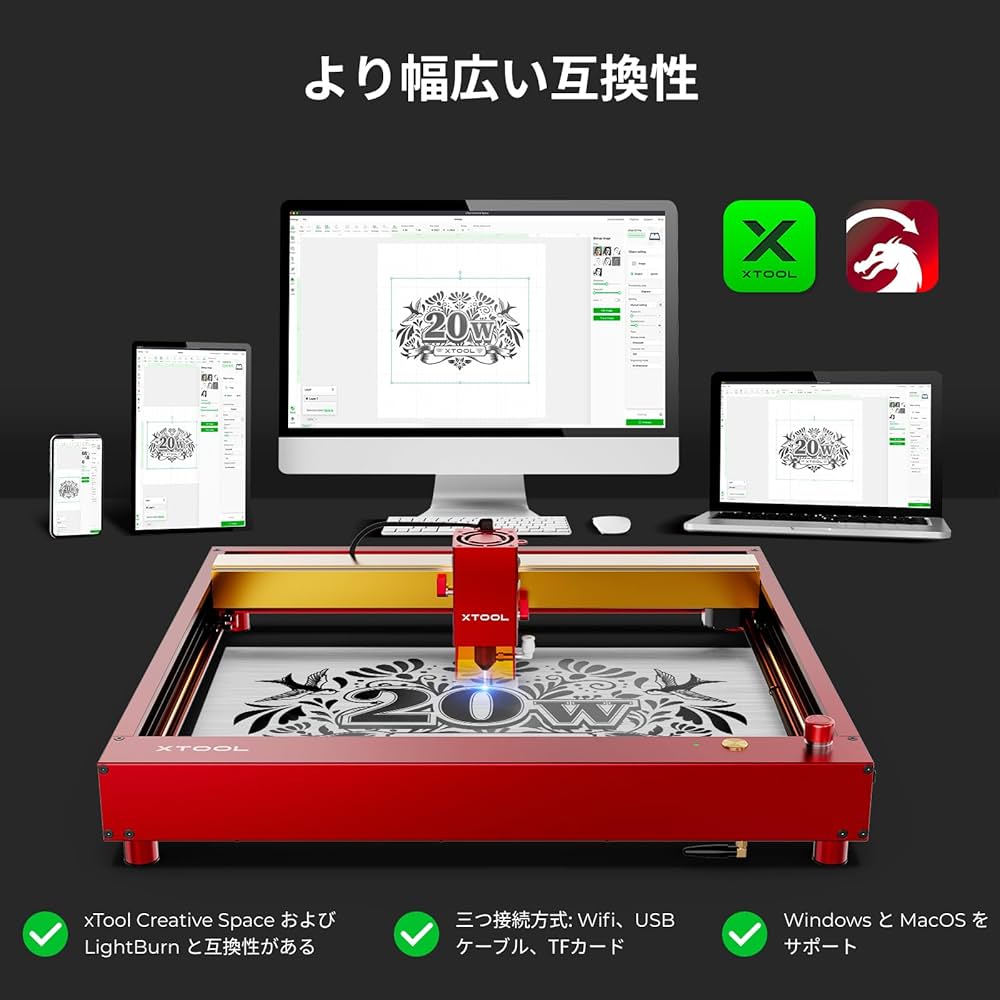 Amazon | xTool D1 Pro レーザー彫刻機 20Wレーザー高出力 家庭用 赤色
