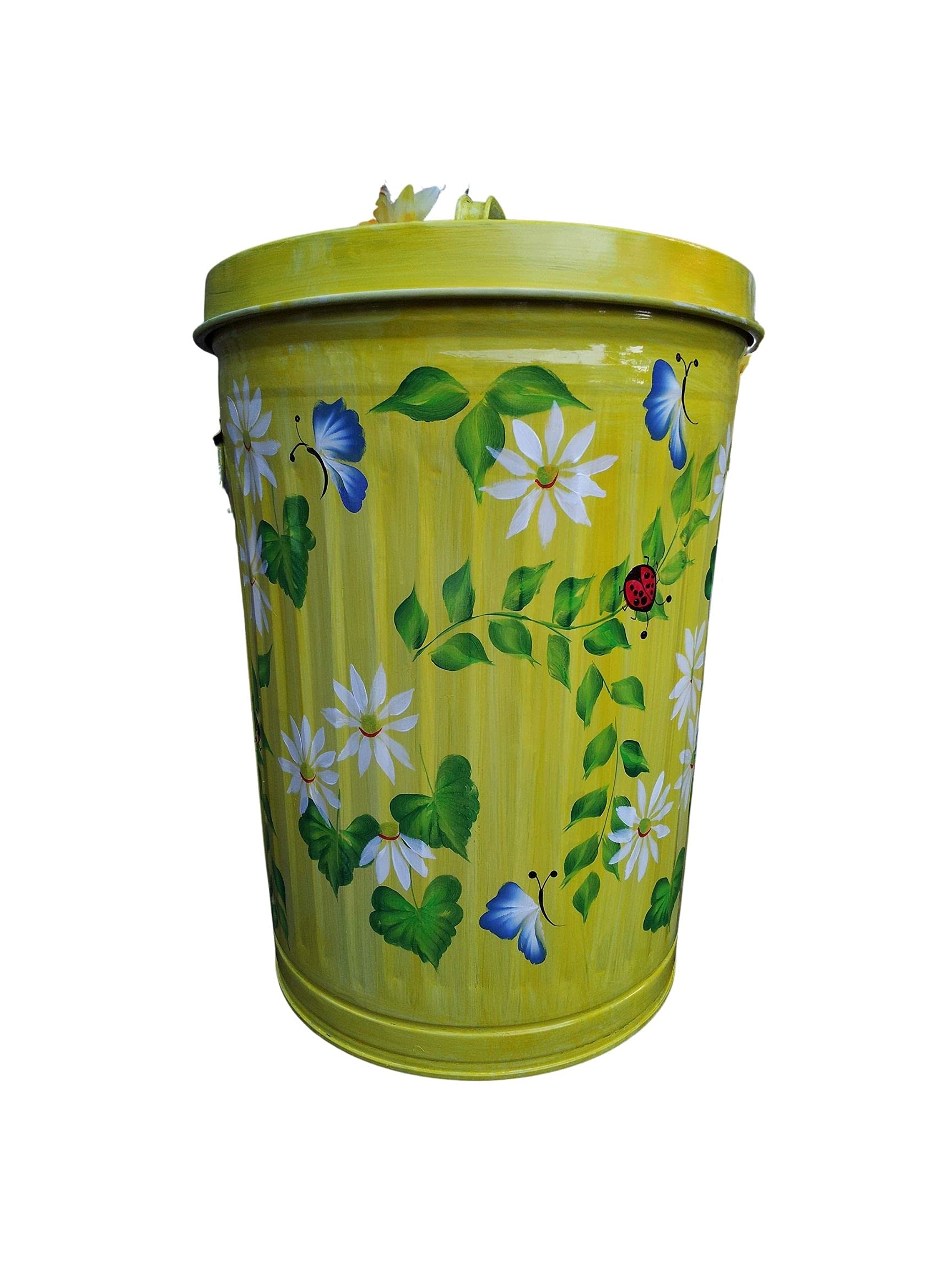 Amazon.com: Decorative Hand Painted Trash Can Painted Trash Can