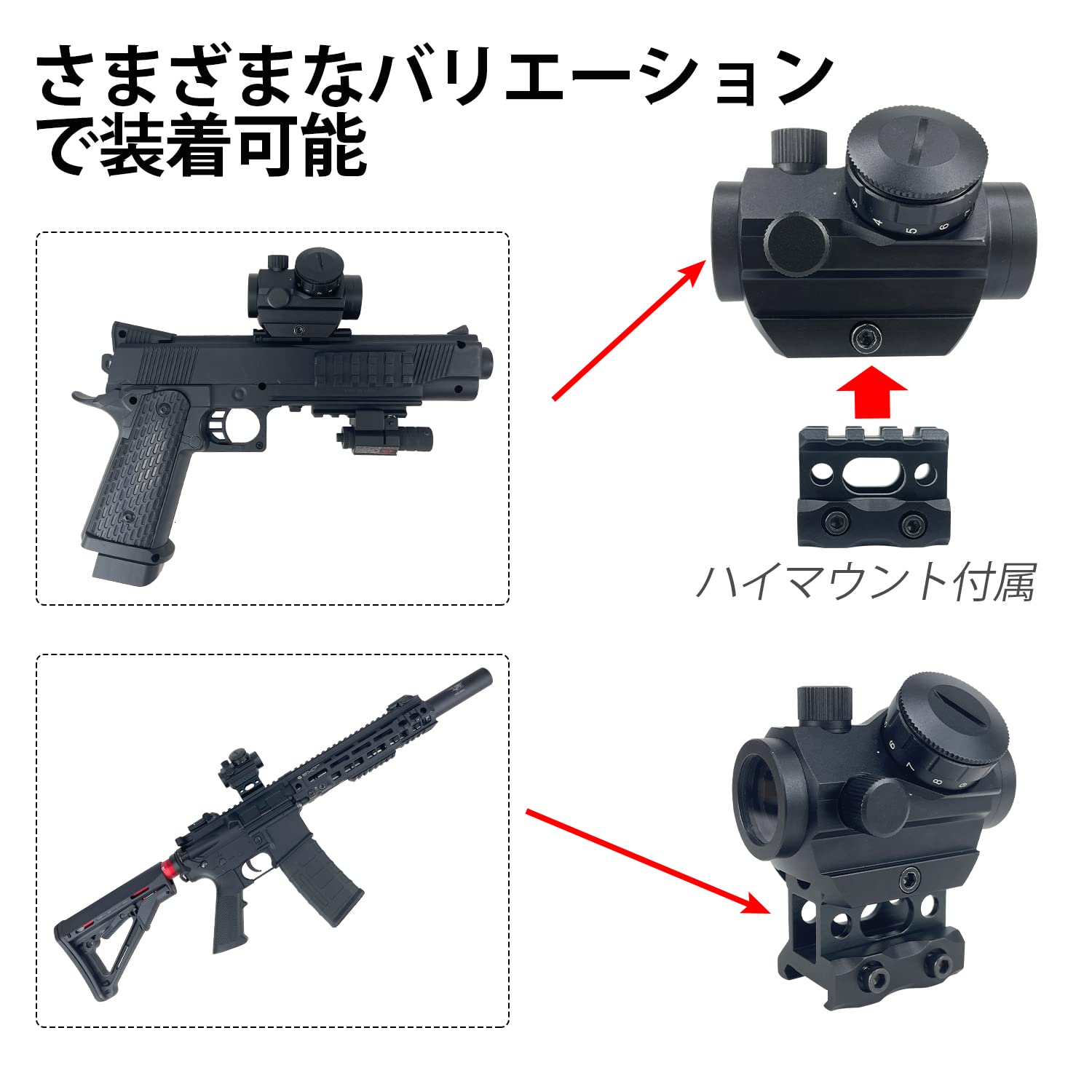 Amazon.co.jp: Sutekus 2MOA レッド ドットサイト ダットサイト 20mm