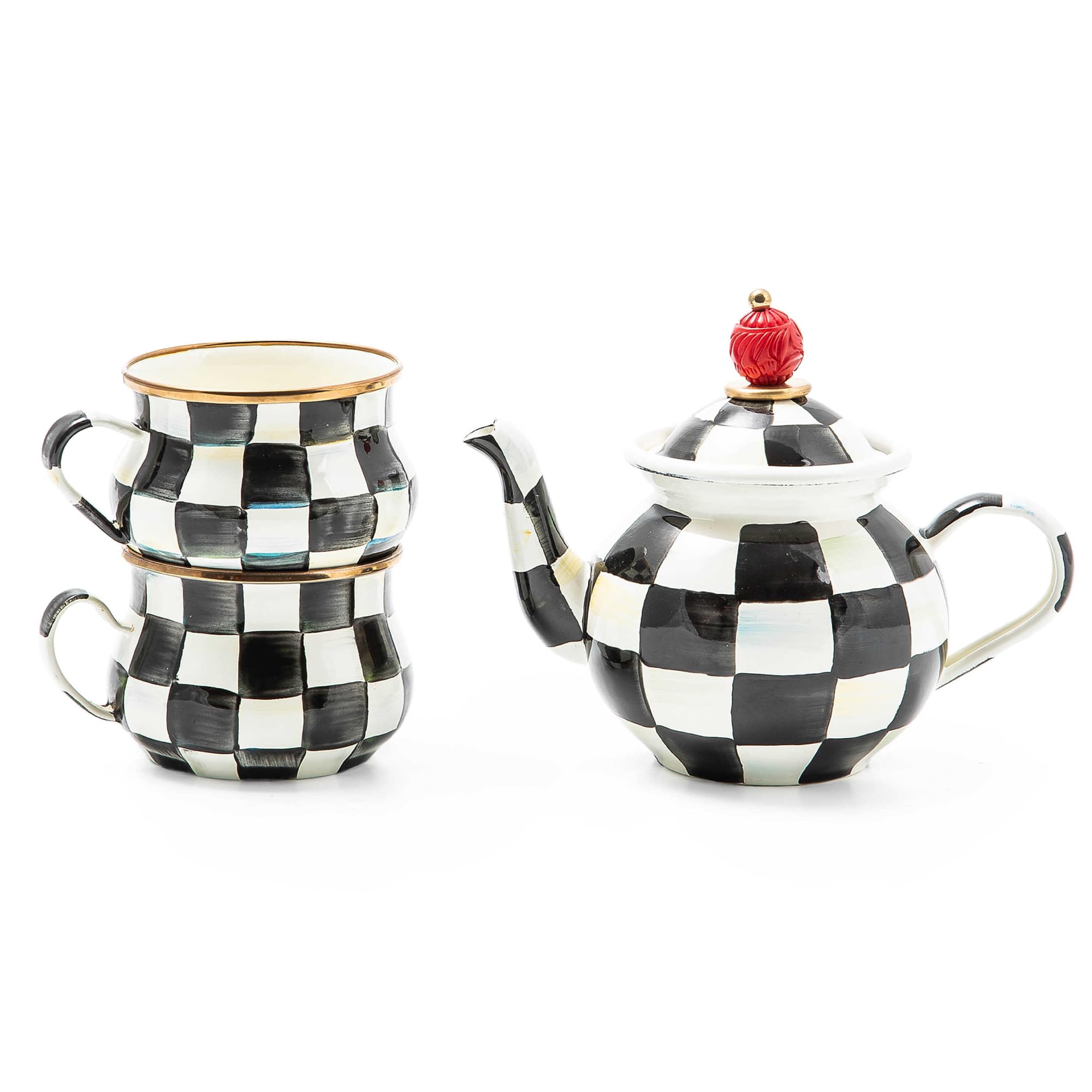 Amazon.com | MACKENZIE-CHILDS Enamel Tea Party Set, Unique Teapot