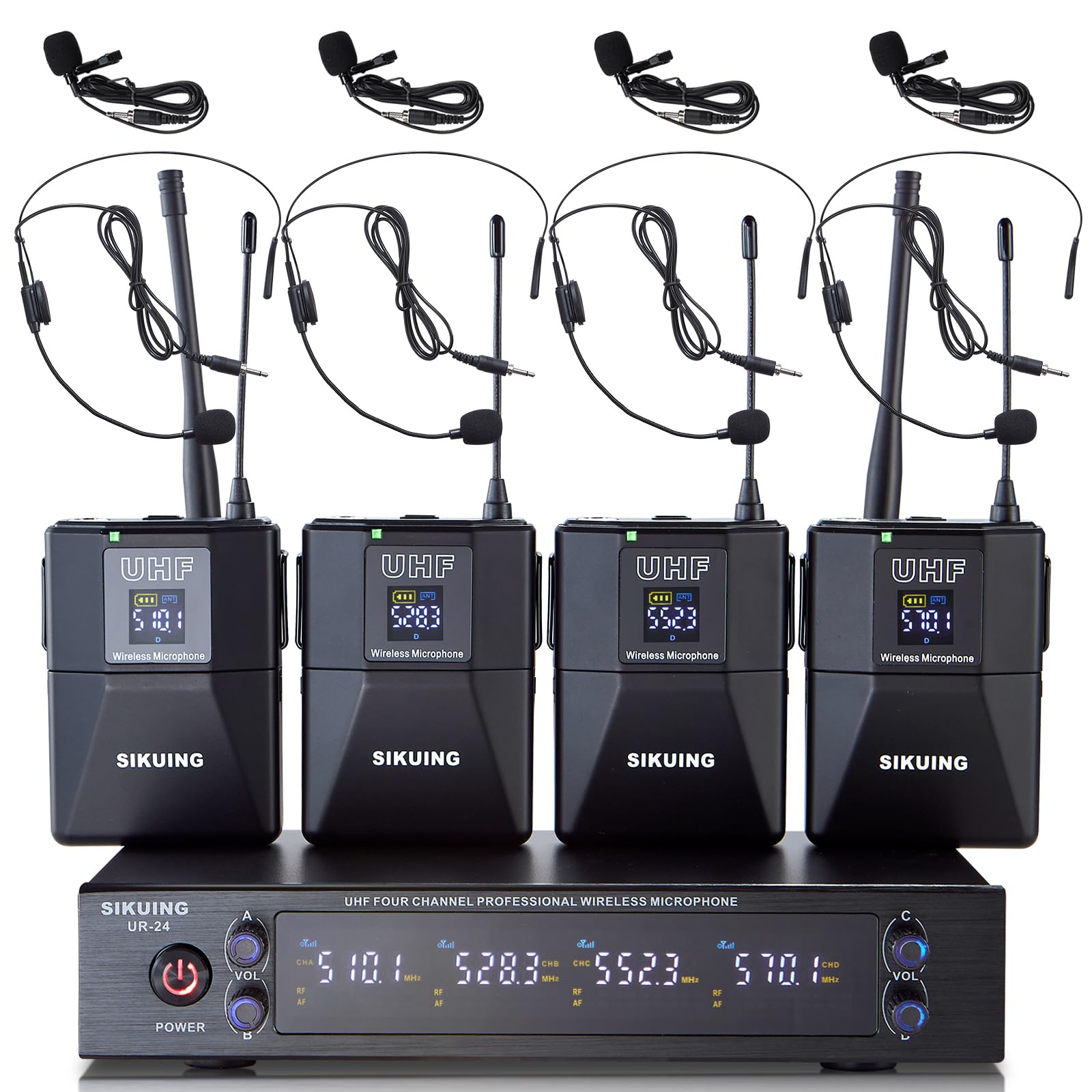 Amazon.com: SIKUING 4 Channel UHF Wireless Microphone System with