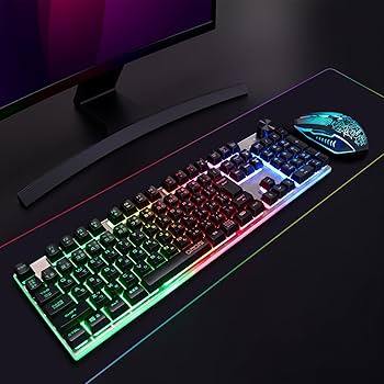 Amazon | ワイヤレスゲーミングLEDキーボードマウスセット 109キー