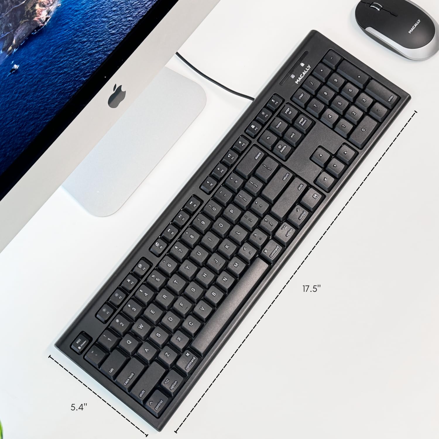 Amazon | Macally フルサイズUSB有線キーボードfor Mac Mini/Pro、iMac