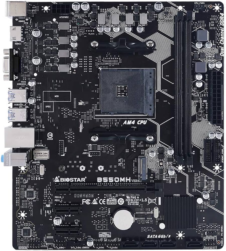 Biostar B550MH 4000Mhz OC S+V+GL DDR4 AM4 (ATX) : Amazon.com.tr